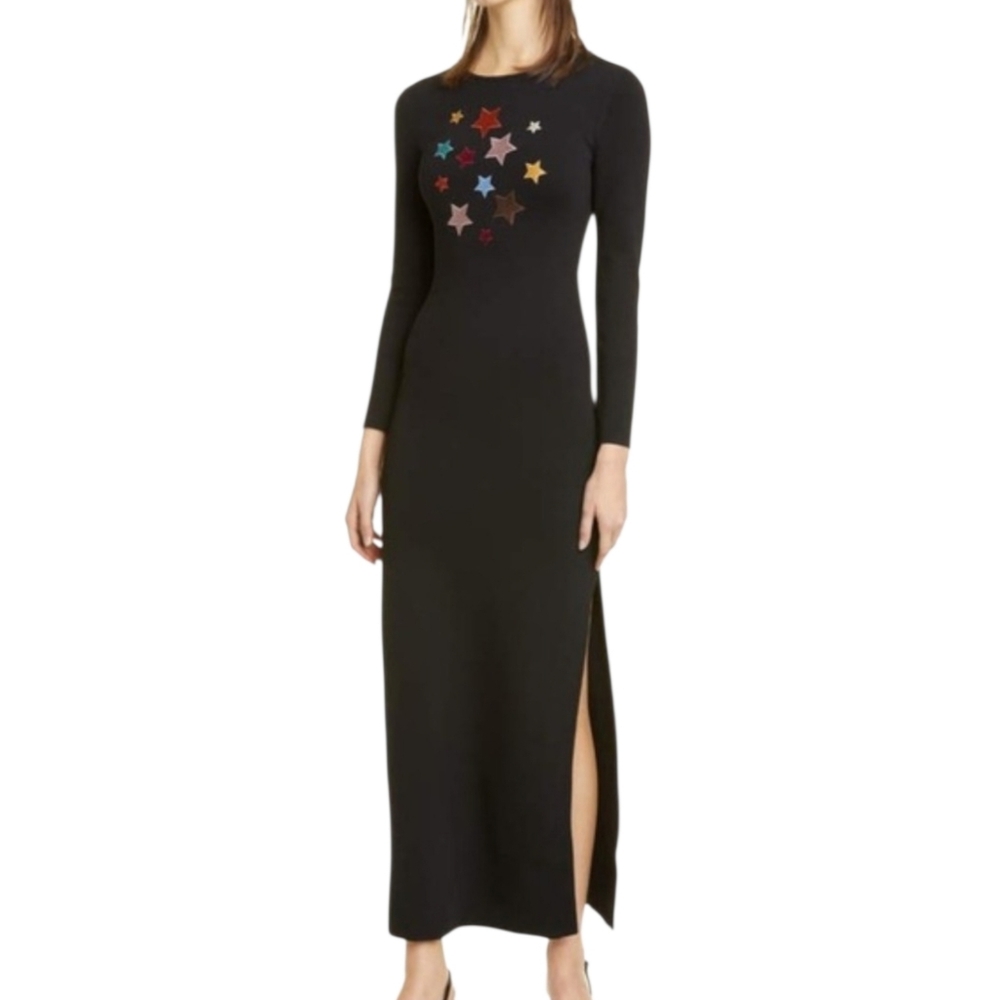 STAUD ARIES STAR MAXI EMBROIDERED DRESS